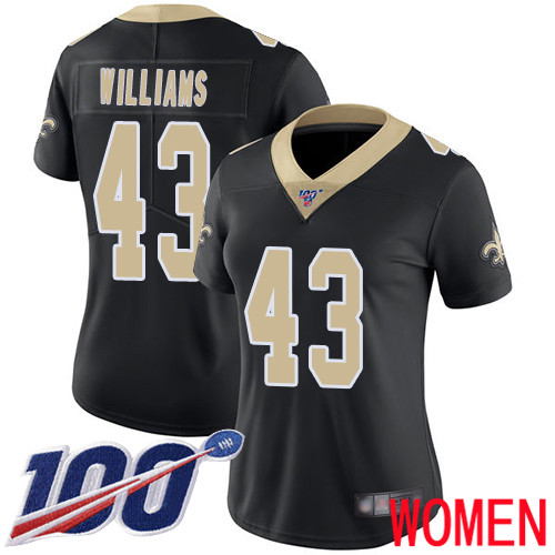 New Orleans Saints Limited Black Women Marcus Williams Home Jersey NFL Football #43 100th Season Vapor Untouchable Jersey